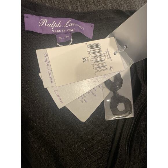 Ralph Lauren Collection Purple Label Pointelle Midi Dress Black Long Sleeve Midi - Picture 8 of 10